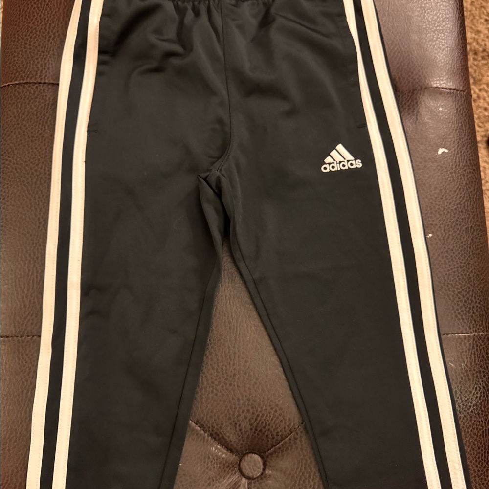 Adidas Black and White Sweatpants with Signature Stripes